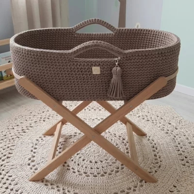 kosz mojżesza na szydełku ze sznurka bawełnianego
